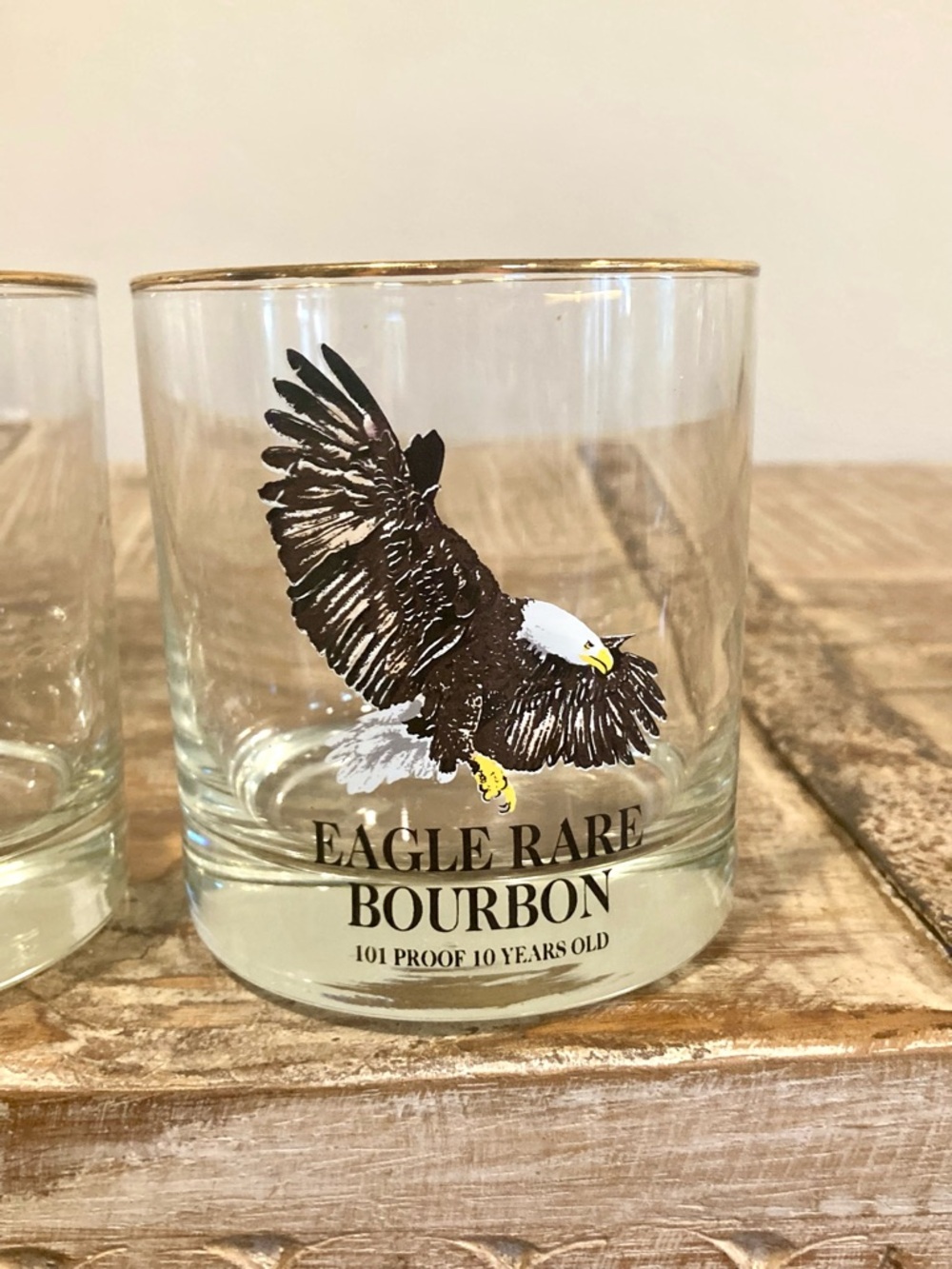 Pair of 1984 Eagle Rare Bourbon Rocks Glasses - 10 Year 101 Proof - Picture 6 of 11